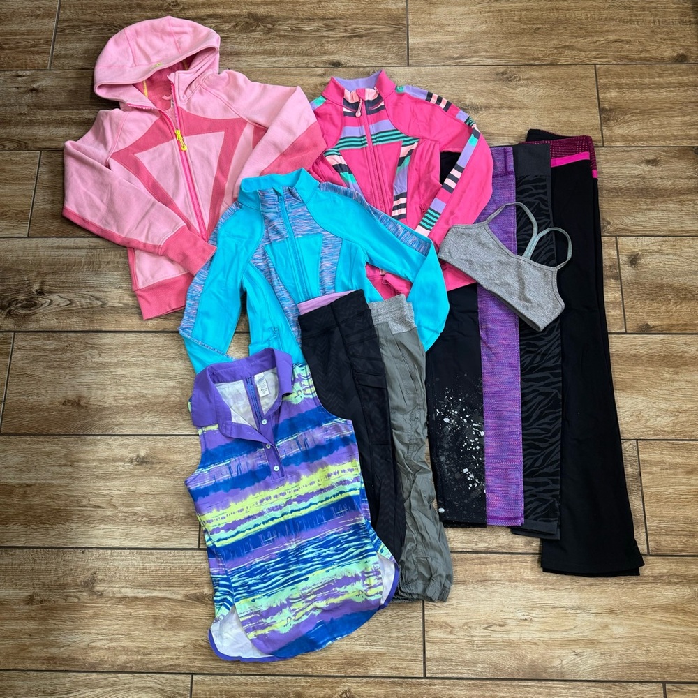 IVIVVA By Lululemon Girl Lot Of 11 Sz 12 Jackets Fleece Pants Leggings Tank Bra - Picture 2 of 15